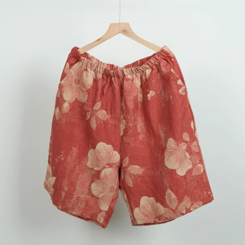 Durable Ownkoti Hibiscus Jacquard Cotton Pajama Shorts Solid