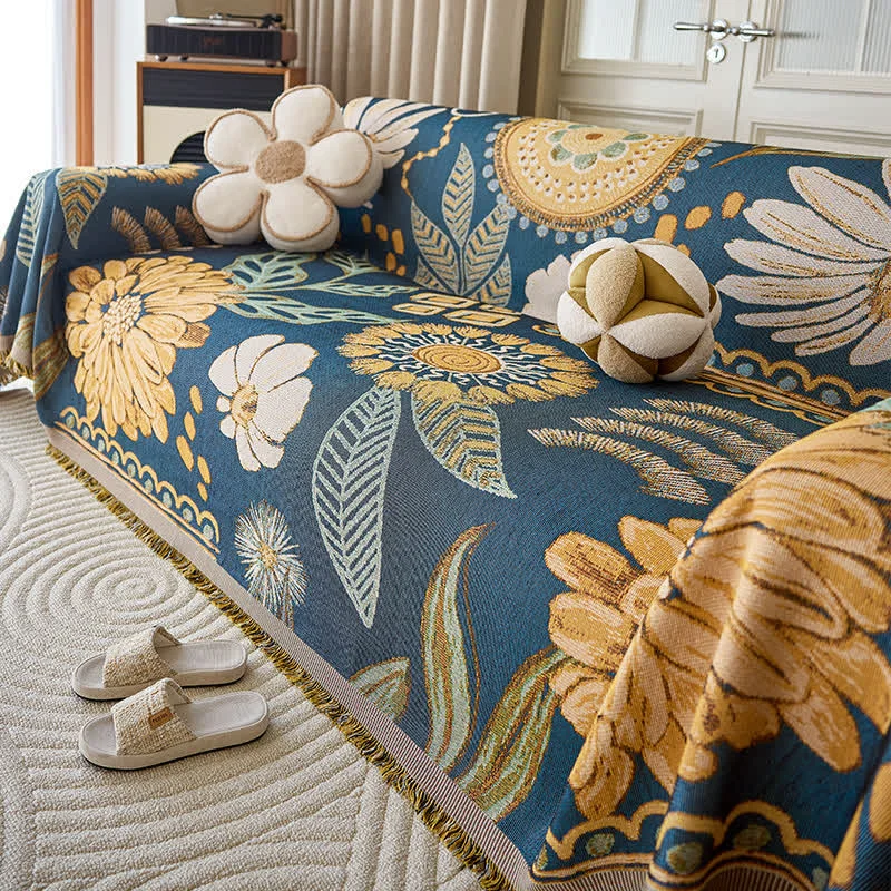 Premium Ownkoti Retro Wildflower Sofa Throw Blanket Smooth