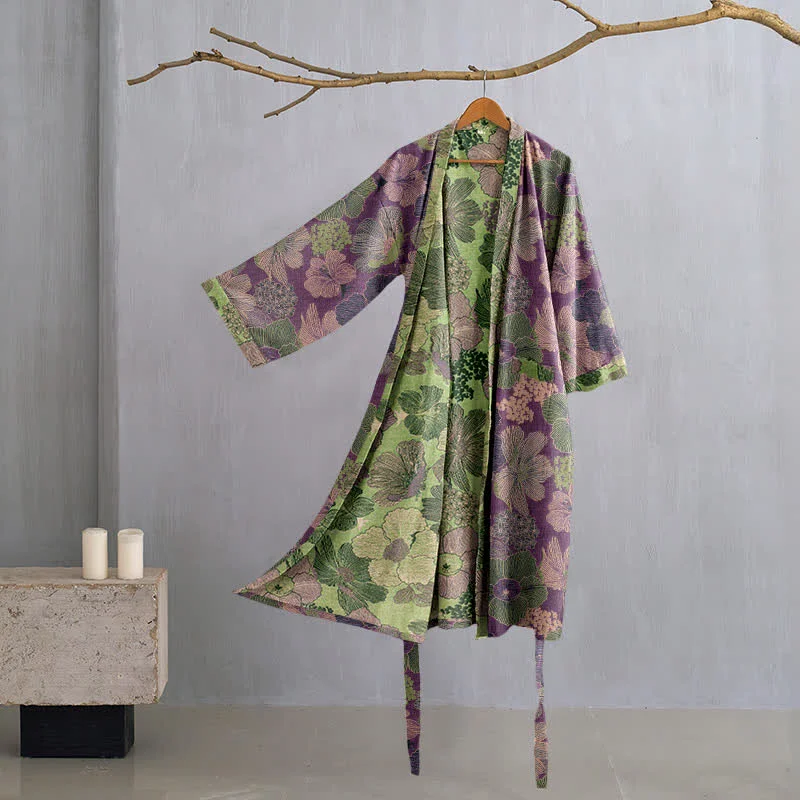 Artisan Ownkoti Peach Blossom Cotton Gauze Kimono Robe Contemporary