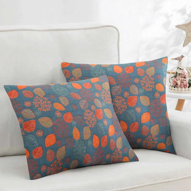 Eco-Friendly Ownkoti Leaf Print Cotton Jacquard Square Pillowcases 2PCS Certified