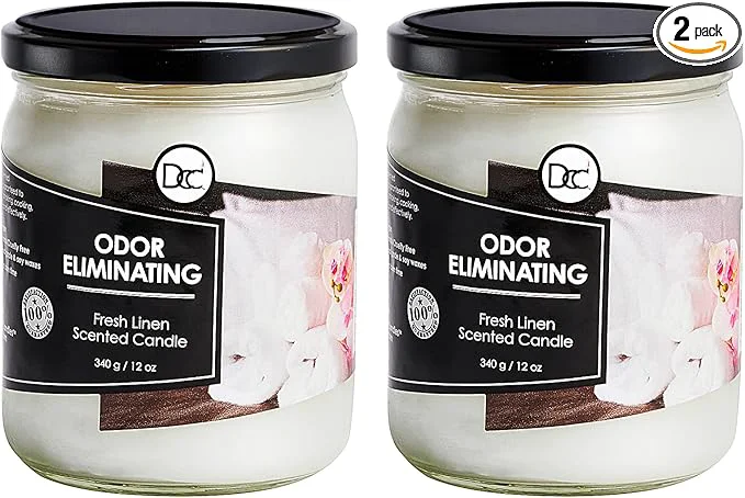 High-Grade Fresh Linen Two Pack Odor Eliminating Highly Fragranced Candle Relaxed