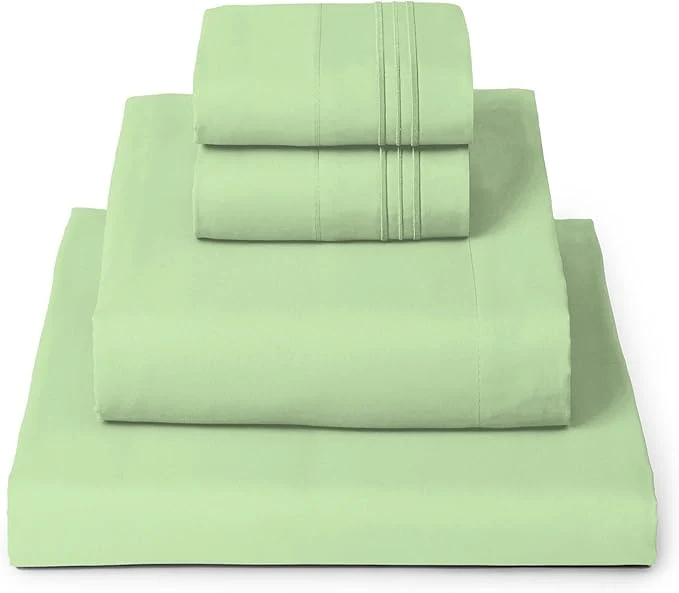 Unique Mellanni California King Sheets Set - 4 PC Iconic Collection Bedding - Hotel Luxury Extra Soft Cooling Bed Sheets - Wrinkle Fade Stain Resistant Cal King Pistachio Secure