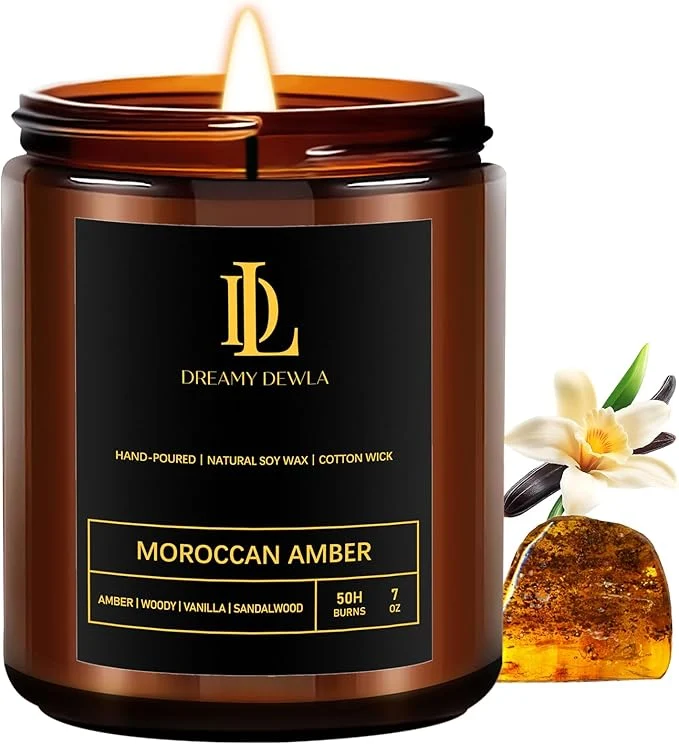 Superior Scented Candles for Men Moroccan Amber Candle for Home Soy Wax Candles Gift Fast