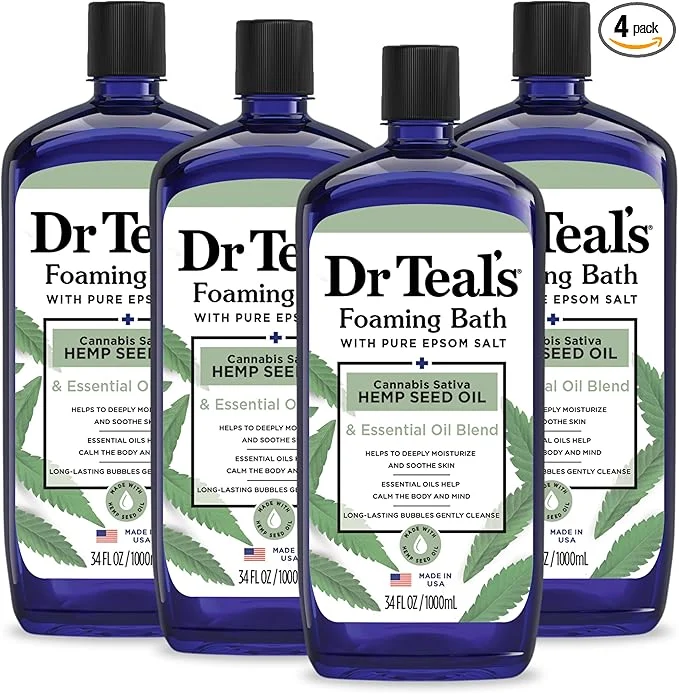 Responsible Dr Teal's Foaming Bath with Pure Epsom Salt Cannabis Sativa Hemp Seed Oil Premium