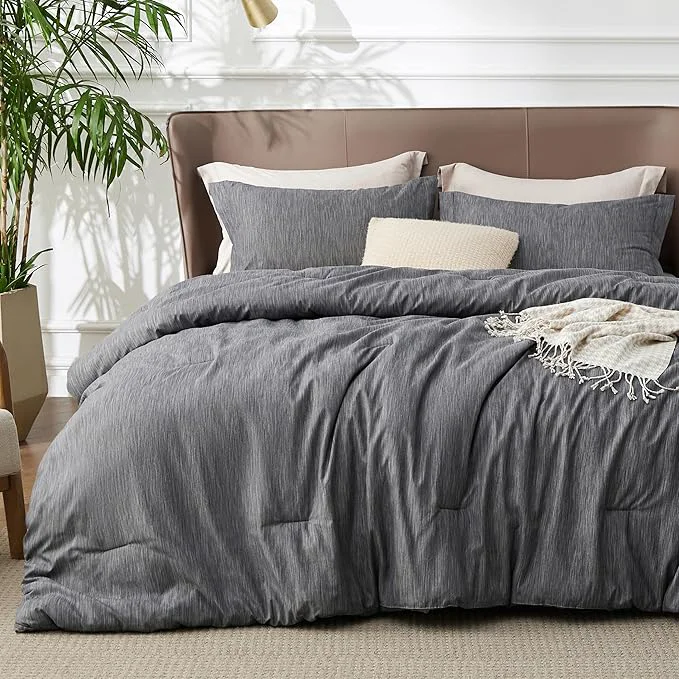 Practical Bedsure California King Comforter Set -Charcoal Grey Soft Bedding for All Seasons Cationic Dyed Bed Set 3 Pieces 1 California King Size Comforter 104 quot x96 quot and 2 Pillow Shams 20 quot x36 quot 2 quot High-Performance