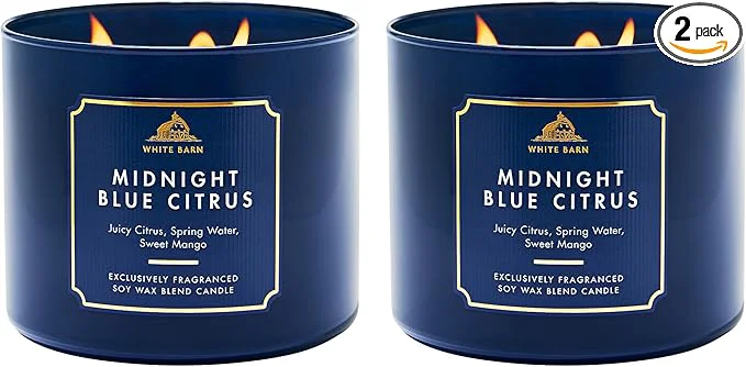 Premium Bath Body Works Midnight Blue Citrus 3-Wick Candle Trendy