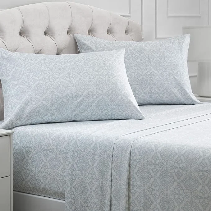Outstanding Mellanni Queen Sheets Set - 4 PC Iconic Collection Bedding - Hotel Luxury Extra Soft Cooling Bed Sheets - Wrinkle Fade Stain Resistant Queen Laced Sky Blue Long-Lasting