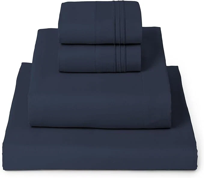 Mellanni Full Sheets Set - 4 PC Iconic Collection Bedding - Hotel Luxury Extra Soft Cooling Bed Sheets - Wrinkle Fade Stain Resistant Full Navy Blue Authentic