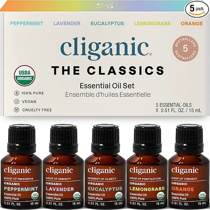 Reusable Cliganic Organic Essential Oils Set Modern
