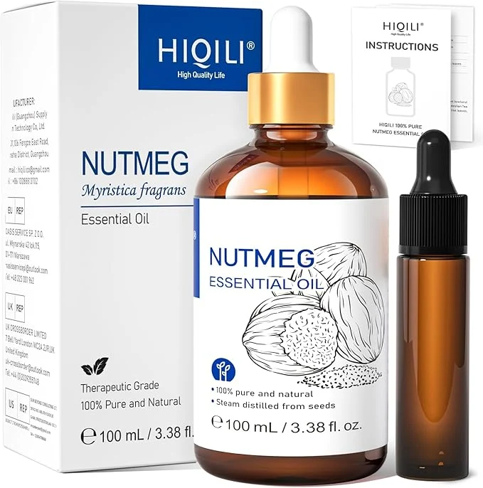 Clean HIQILI Nutmeg Essential Oil 3.38 Fl Oz Pure Natural Nutmeg Oil Exclusive