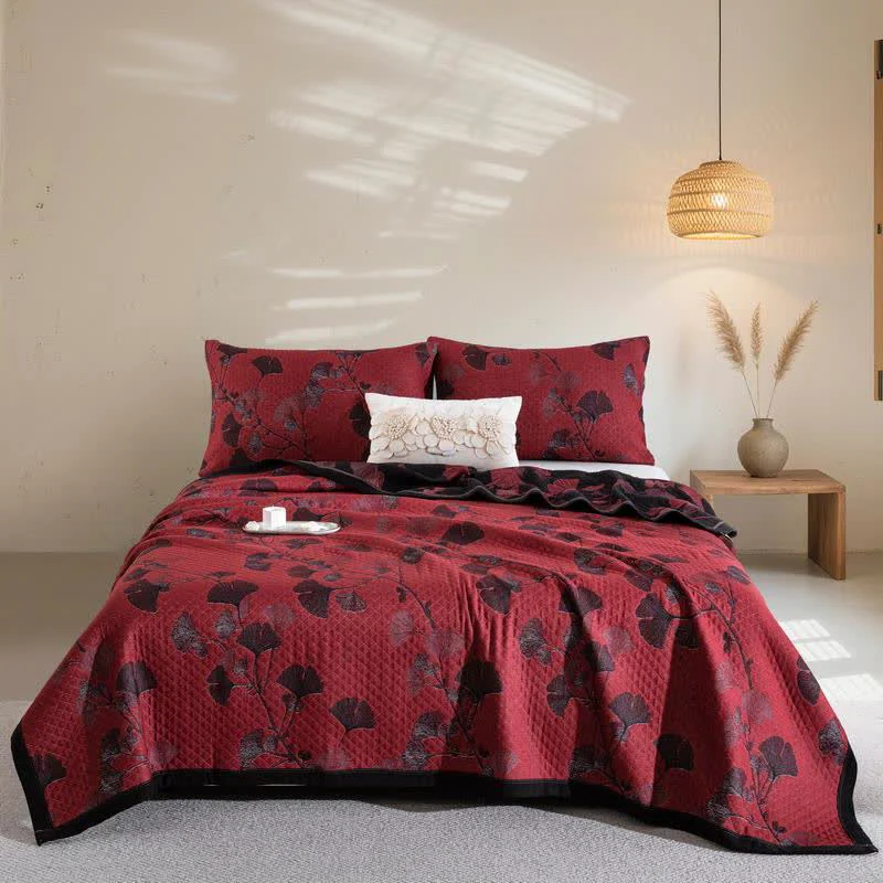 Flexible Ownkoti Ginkgo Leaf Organic Cotton Reversible Quilt Safe