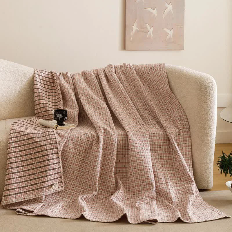 Reusable Ownkoti Triple Layer Plaid Cotton Muslin Quilt Crafted