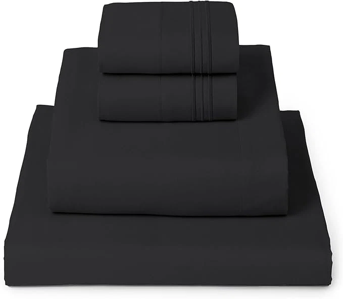 Top-Quality Mellanni Queen Sheets Set - 4 PC Iconic Collection Bedding - Hotel Luxury Extra Soft Cooling Bed Sheets - Wrinkle Fade Stain Resistant Queen Black Lightweight