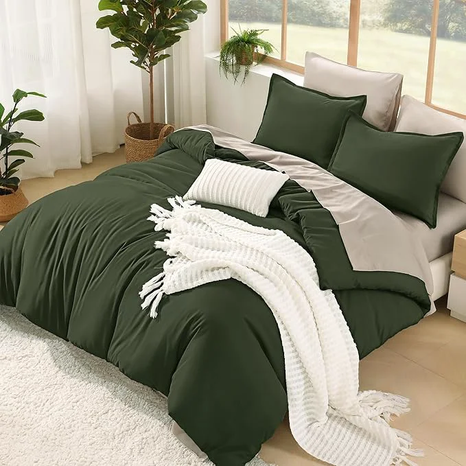 Sophisticated Litanika Comforter Full Size Set Olive - 7 Pieces Bed in a Bag Full Beddding Comforter Sets Plain Lightweight Bed Set with Comforter Sheets Pillowcases amp Shams Artisan