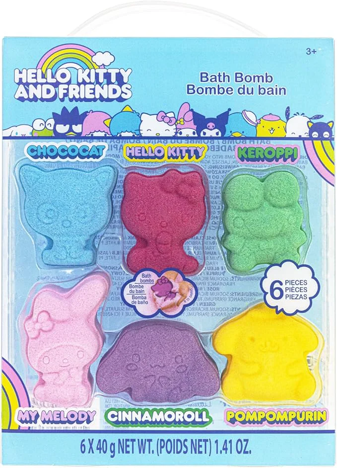 Long-Lasting Hello Kitty and Friends Bath Bombs Set 6 Piece Bubblegum Scented Premium