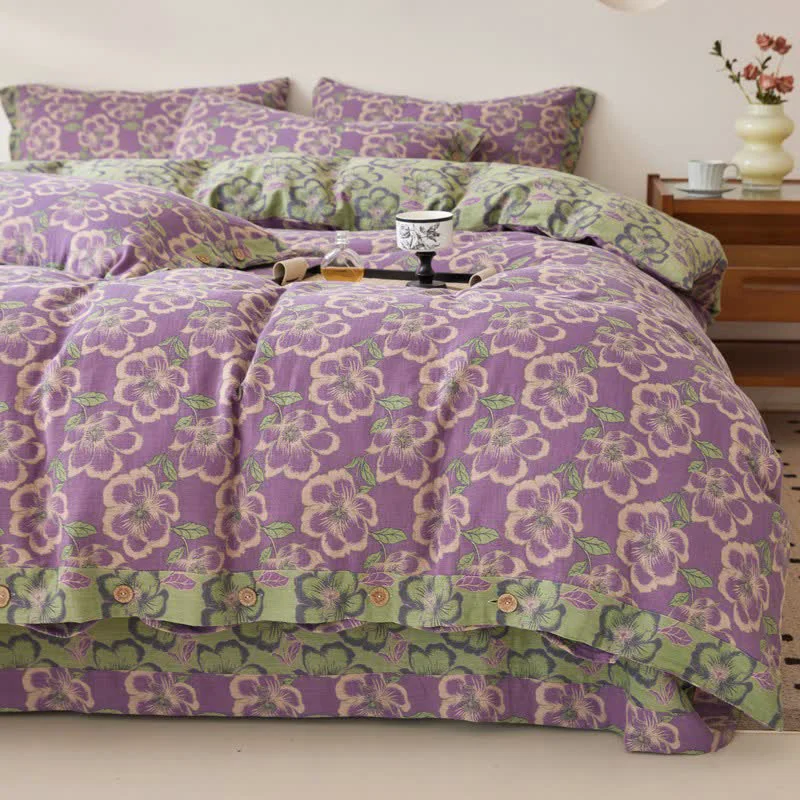 Expertly Made Ownkoti Peach Blossom Jacquard Cotton Gauze Bedding Natural