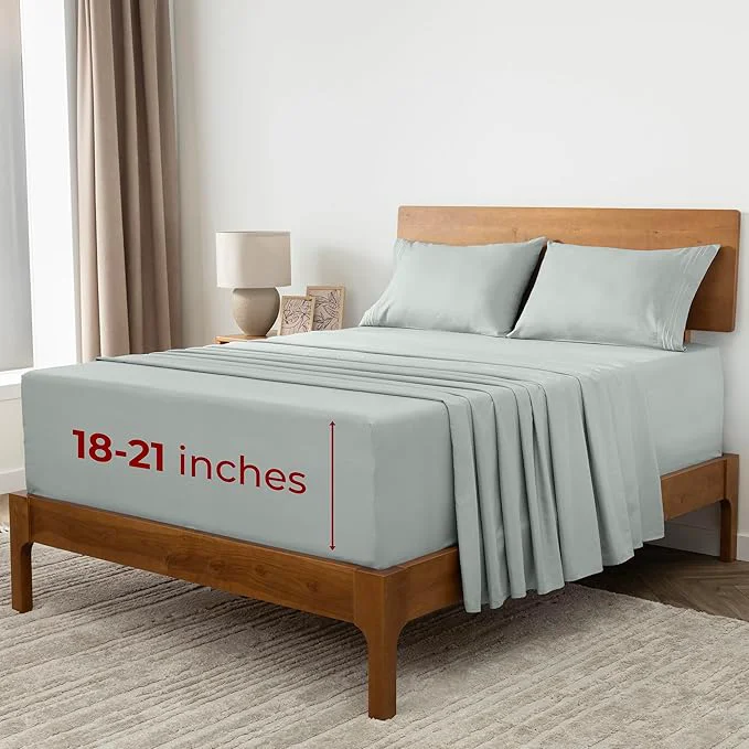 Sophisticated Mellanni Extra Deep King Sheets - 4 PC Iconic Collection Bedding - Hotel Luxury Ultra Soft Cooling Bed Sheets - Wrinkle Fade Stain Resistant King Spa Mint Advanced