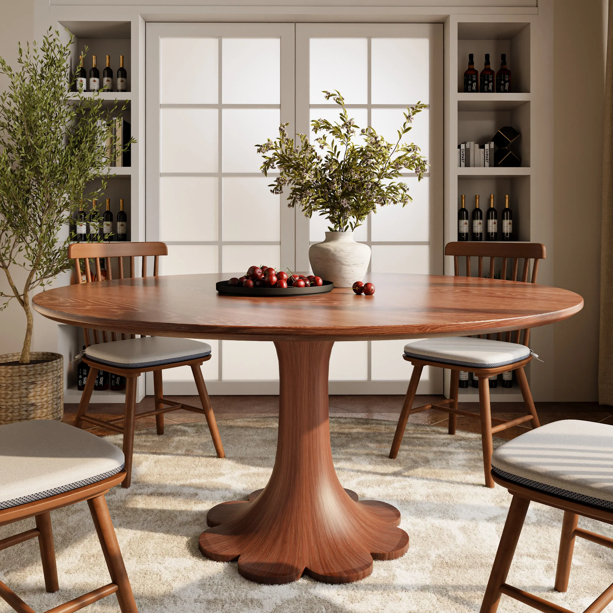 Excellent Ownkoti Floral-shape Pedestal Dining Table Pedestal Base Farmhouse Sty Long-Lasting