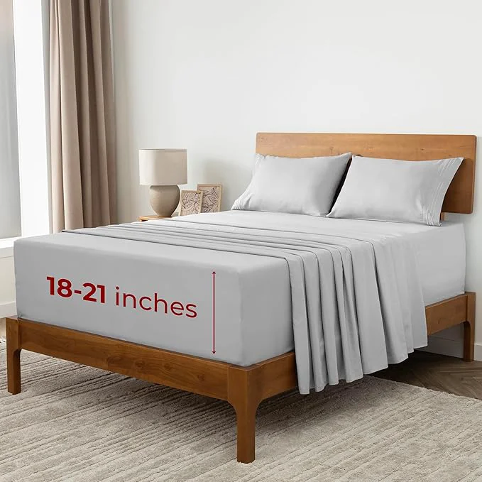 Effective Mellanni Extra Deep Full Sheets - 4 PC Iconic Collection Bedding - Hotel Luxury Ultra Soft Cooling Bed Sheets - Wrinkle Fade Stain Resistant Full Light Gray High-Performance
