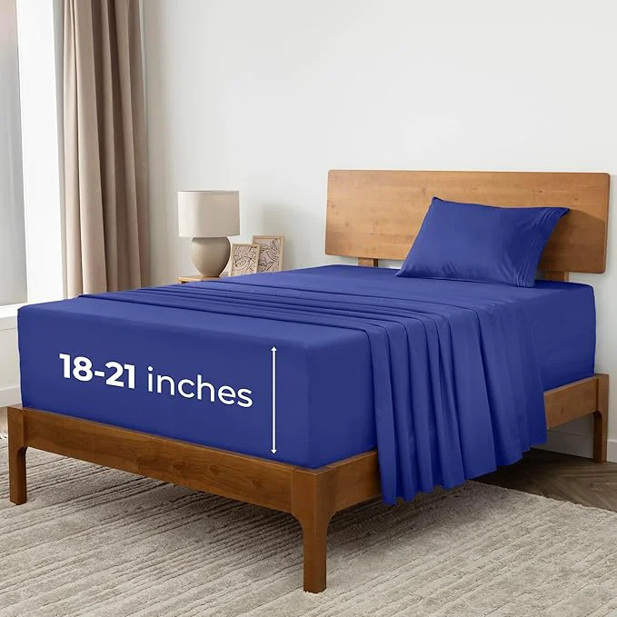 Proven Mellanni Extra Deep Twin Sheets - 3 PC Iconic Collection Bedding - Hotel Luxury Ultra Soft Cooling Bed Sheets - Wrinkle Fade Stain Resistant Twin Royal Blue Carefully Designed