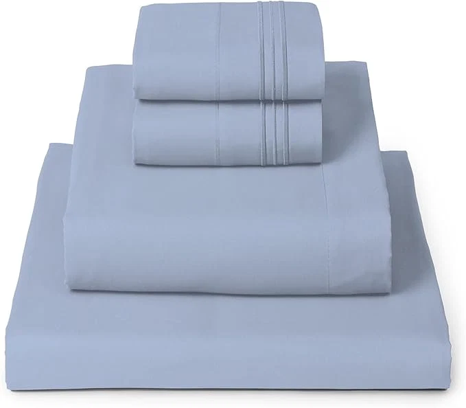 Breathable Mellanni California King Sheets Set - 4 PC Iconic Collection Bedding - Hotel Luxury Extra Soft Cooling Bed Sheets - Wrinkle Fade Stain Resistant Cal King Sky Blue Sophisticated