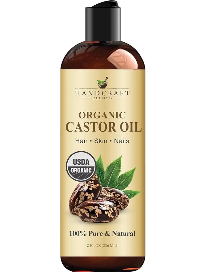 Clean Handcraft Blends Organic Castor Oil 8 Fl Oz Pure and Natural Premium Safe