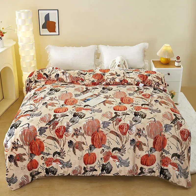 Flexible Ownkoti Pumpkin Plush Duvet Cover Blanket Smart