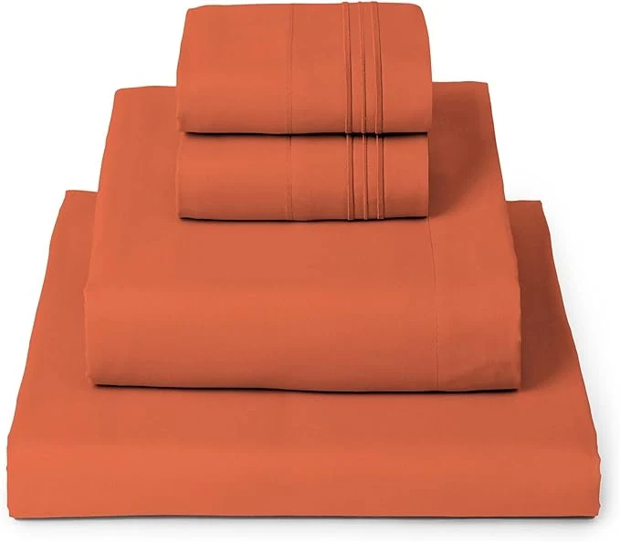 Optimized Mellanni Full Sheets Set - 4 PC Iconic Collection Bedding - Hotel Luxury Extra Soft Cooling Bed Sheets - Wrinkle Fade Stain Resistant Full Poppy Orange Comfortable