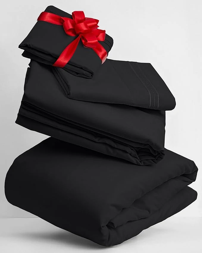 Powerful Mellanni Twin Sheets Set - 3 PC Iconic Collection Bedding - Hotel Luxury Extra Soft Cooling Bed Sheets - Wrinkle Fade Stain Resistant Twin Black Detailed