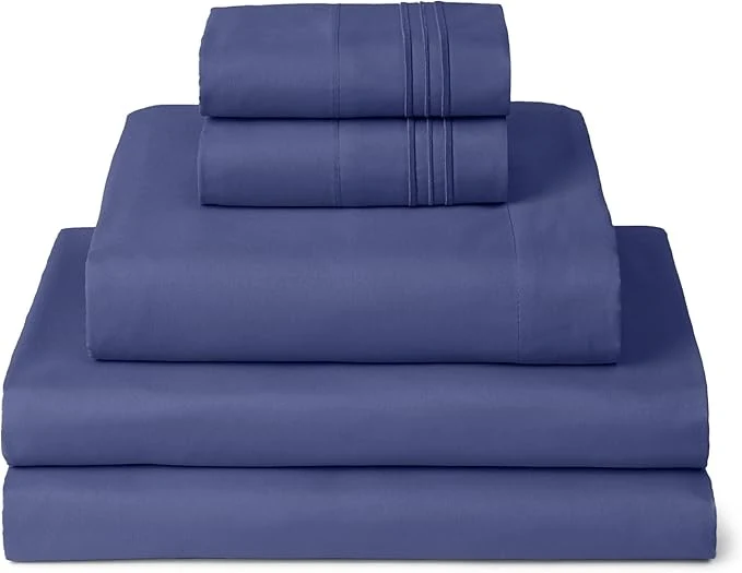 Fashionable Mellanni Split King Sheets Set - 5 PC Iconic Collection Bedding - Hotel Luxury Extra Soft Cooling Bed Sheets - Wrinkle Fade Stain Resistant Split King Blue Nova World-Class