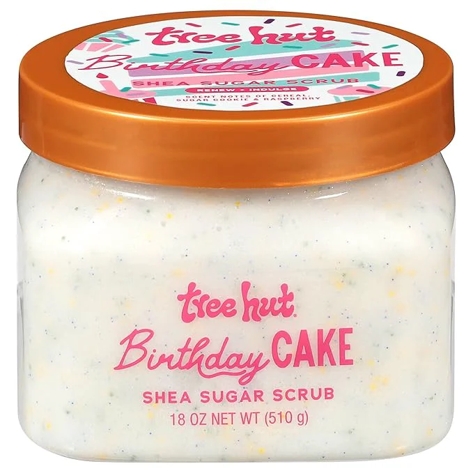 Comfortable Tree Hut Exfoliating Shea Sugar Scrub Birthday Cake 18 oz Detailed