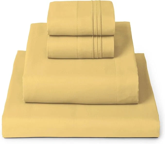 Verified Mellanni King Sheets Set - 4 PC Iconic Collection Bedding - Hotel Luxury Extra Soft Cooling Bed Sheets - Wrinkle Fade Stain Resistant King Yellow Premium