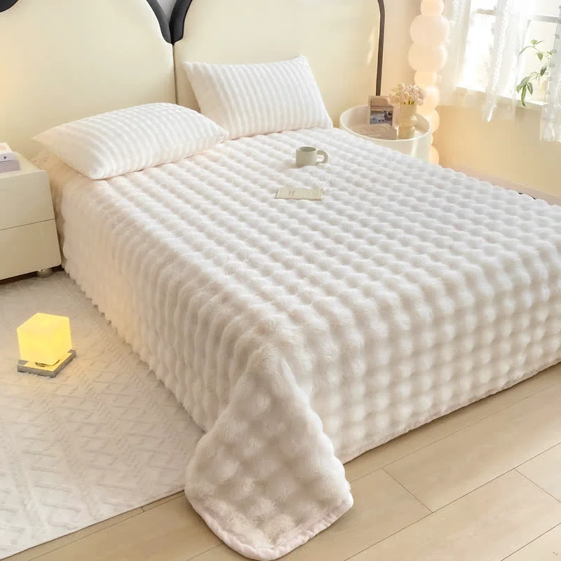 Pure Ownkoti Textured Faux Rabbit Fur Coverlet High-Quality