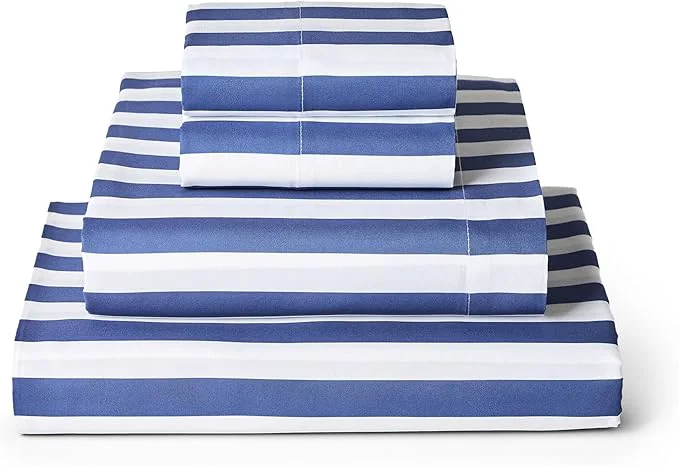 High-Quality Mellanni Full Sheets Set - 4 PC Iconic Collection Bedding - Hotel Luxury Extra Soft Cooling Bed Sheets - Wrinkle Fade Stain Resistant Full Oxford Stripe Blue Nova Expertly Made