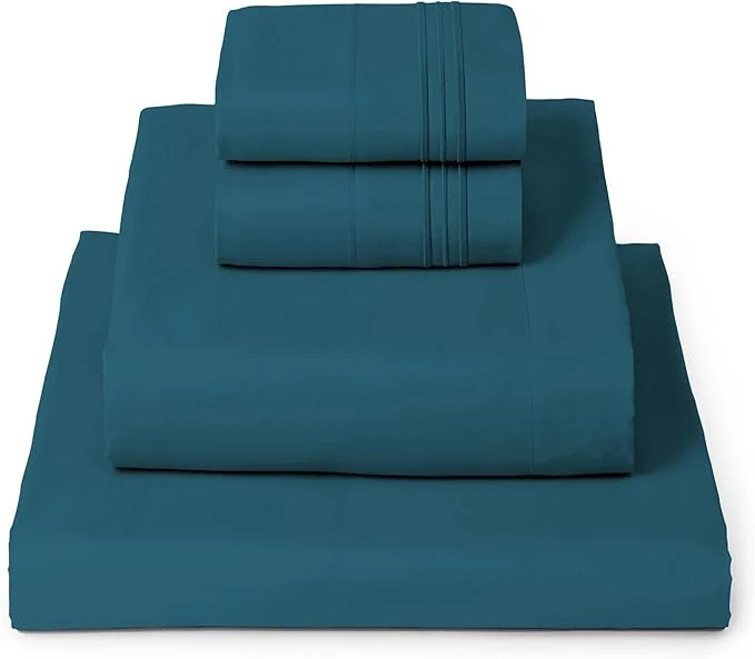 Durable Mellanni Full Sheets Set - 4 PC Iconic Collection Bedding - Hotel Luxury Extra Soft Cooling Bed Sheets - Wrinkle Fade Stain Resistant Full Teal Outstanding