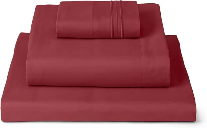 High-End Mellanni Twin XL Sheets Set - 3 PC Iconic Collection Bedding - Hotel Luxury Extra Soft Cooling Bed Sheets - Wrinkle Fade Stain Resistant Twin Extra Long Brick Red Safe