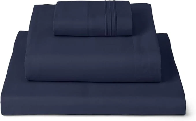 First-Class Mellanni Twin XL Sheets Set - 3 PC Iconic Collection Bedding - Hotel Luxury Extra Soft Cooling Bed Sheets - Wrinkle Fade Stain Resistant Twin Extra Long Navy Blue Smooth