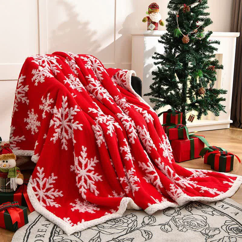 Optimized Ownkoti Snowflake Sherpa Reversible Throw Blanket Recyclable