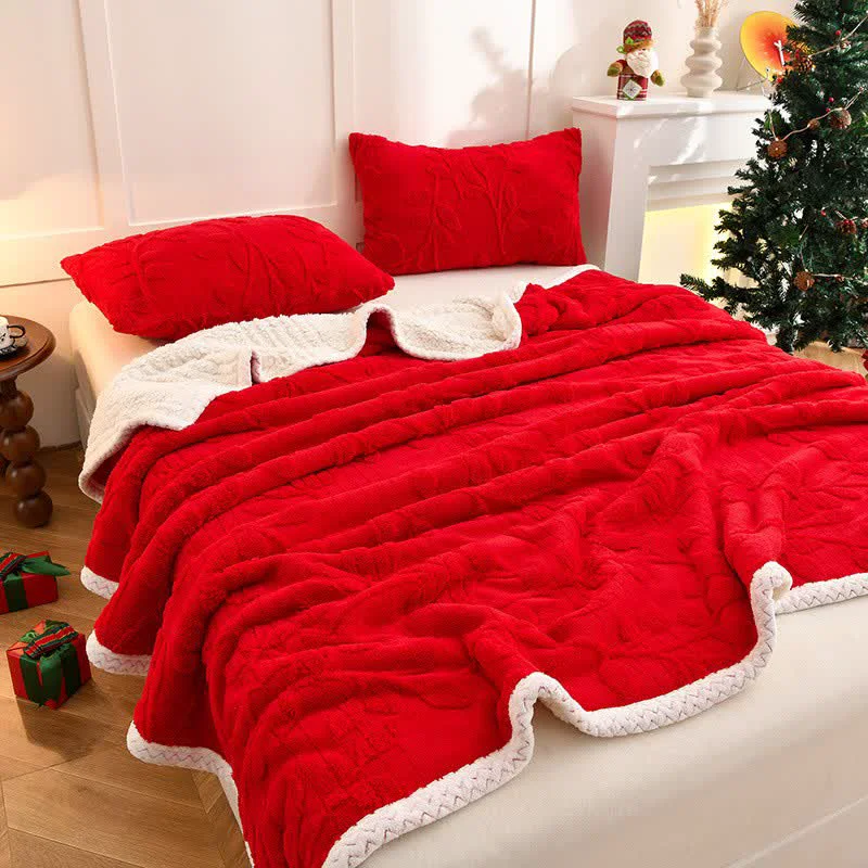 Verified Ownkoti Leaf Textured Reversible Throw Blanket Safe