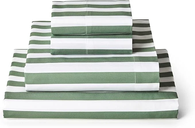 Versatile Mellanni King Sheets Set - 4 PC Iconic Collection Bedding - Hotel Luxury Extra Soft Cooling Bed Sheets - Wrinkle Fade Stain Resistant King Oxford Stripe Sage Exclusive