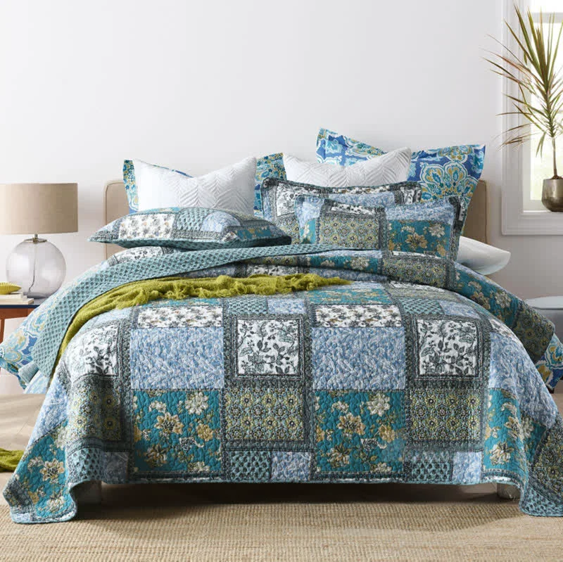 Secure Ownkoti Vintage Floral Cotton Quilted Coverlet Minimalist