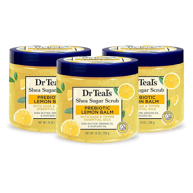 Premium Material Dr Teal's Shea Sugar Scrub Prebiotic Lemon Balm 19 oz High-End