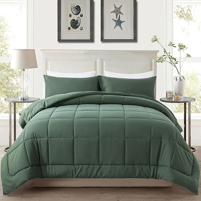 Safe DOWNCOOL Full Size Comforter Sets -All Season Bedding Comforters Sets with 2 Pillow Cases -3 Pieces Bed Set Down Comforter Set -Sage Green Bedding Sets Full 82 quot x86 quot Clean