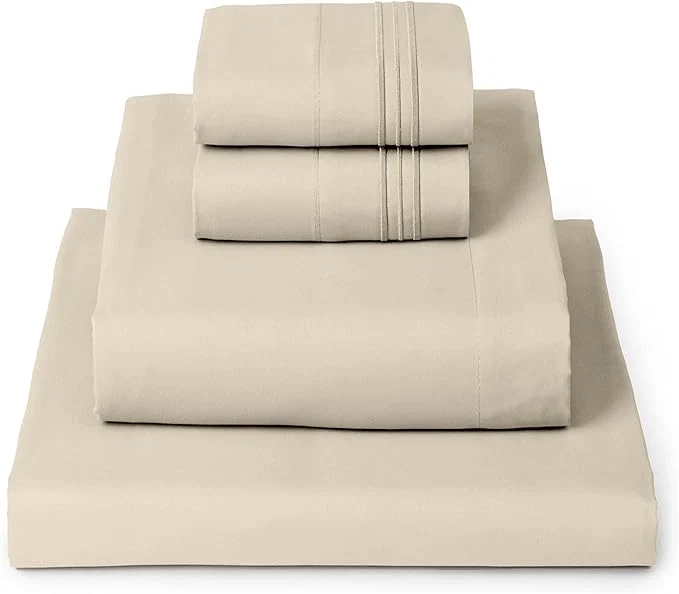 Powerful Mellanni King Sheets Set - 4 PC Iconic Collection Bedding - Hotel Luxury Extra Soft Cooling Bed Sheets - Wrinkle Fade Stain Resistant King Beige Crafted