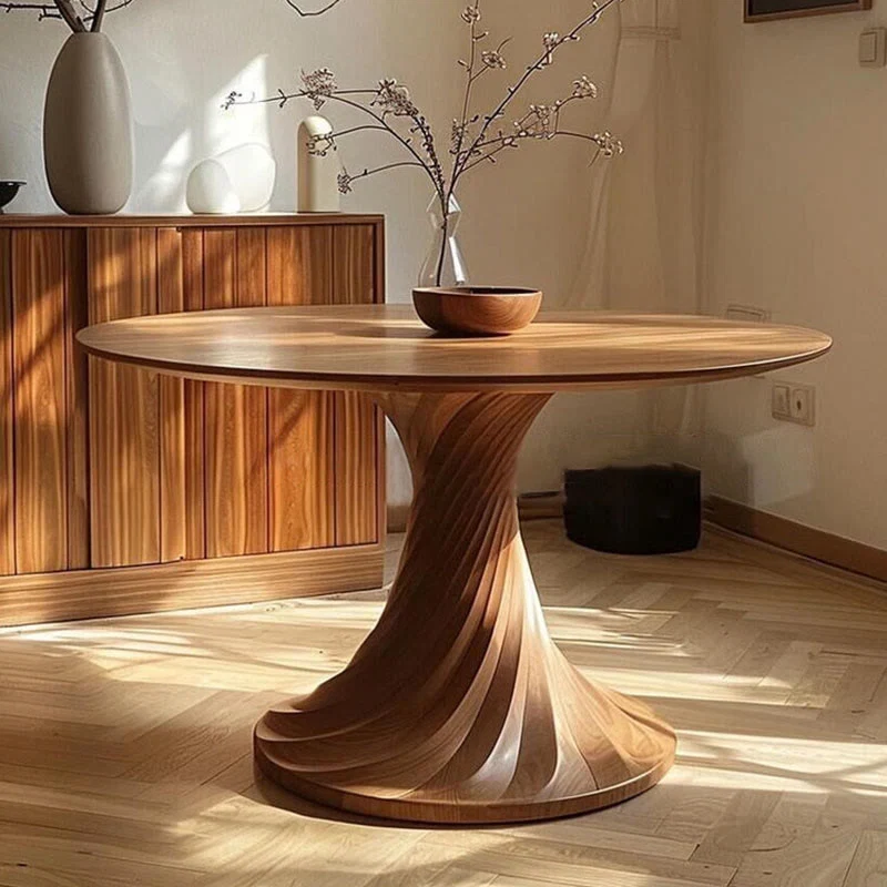 Specialty Ownkoti Ash Retro Round Solid Wood Dining Table Prestigious