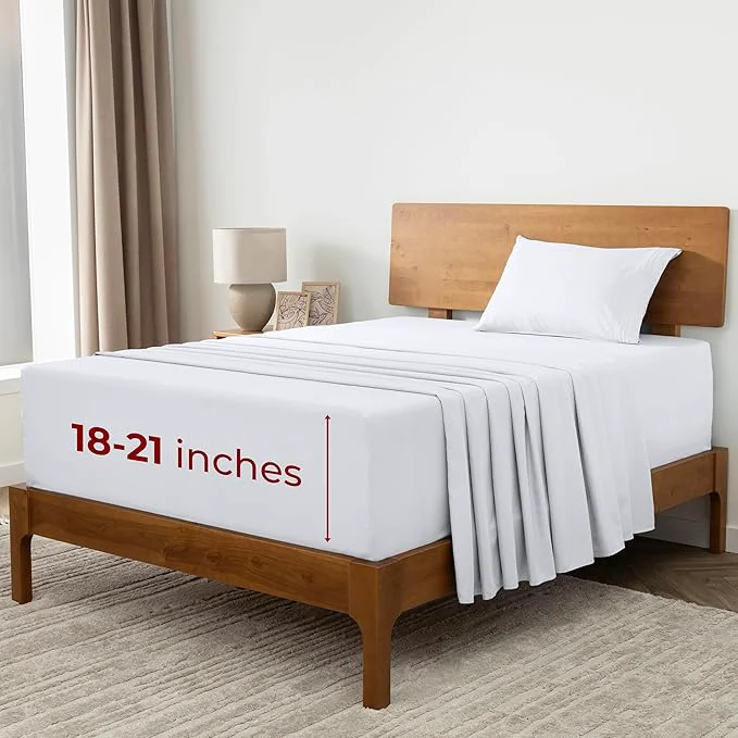 Authentic Mellanni Extra Deep Twin XL Sheets - 3 PC Iconic Collection Bedding - Hotel Luxury Ultra Soft Cooling Bed Sheets - Wrinkle Fade Stain Resistant Twin Extra Long White Advanced