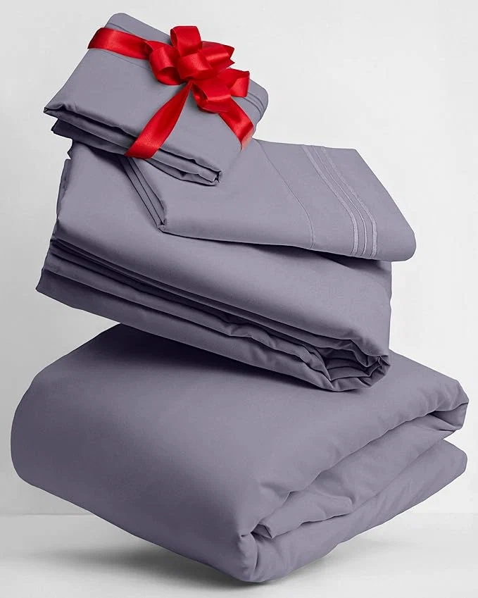 Lightweight Mellanni Twin XL Sheets Set - 3 PC Iconic Collection Bedding - Hotel Luxury Extra Soft Cooling Bed Sheets - Wrinkle Fade Stain Resistant Twin Extra Long Hazy Lilac Refined