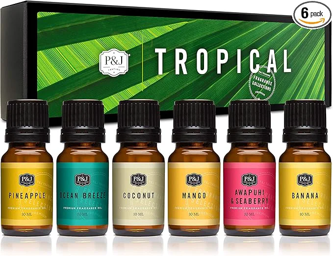 Fine Crafted J Fragrance Oil Tropical Set Banana Awapuhi and Seaberry Ocean Breeze Contemporary