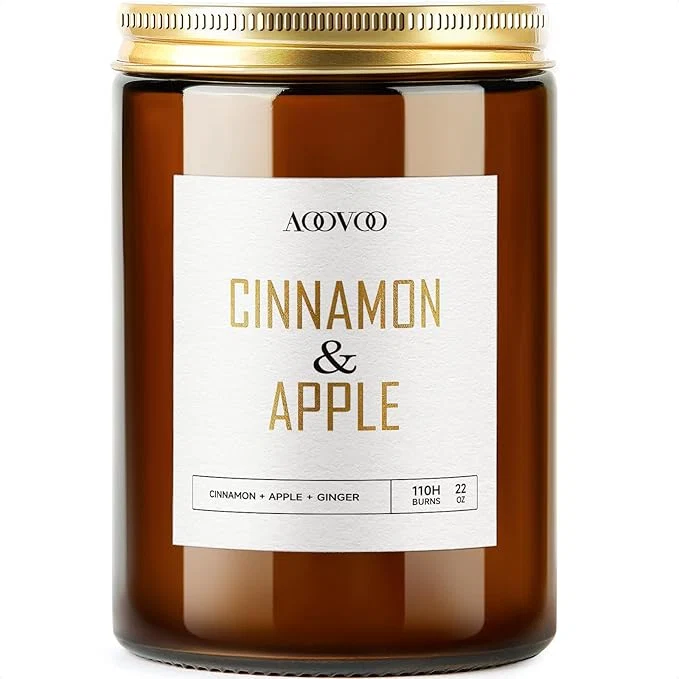 Elegant AOOVOO Apple Cinnamon Candles - 22 oz Scented Candles Breathable