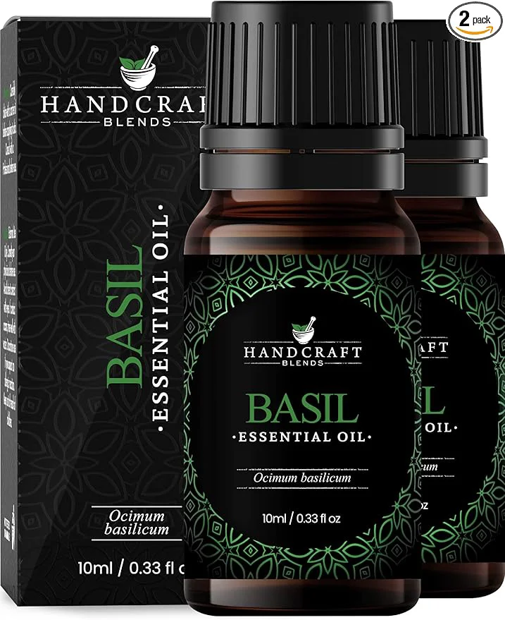 Stylish Handcraft Blends Basil Essential Oil – 0.33 Fl Oz – Pack of 2 – Pure and Natural